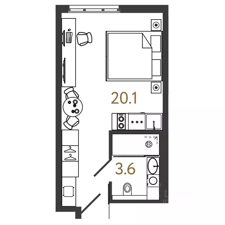 Студия Санкт-Петербург Ташкентская ул., 6к2 (23.7 м) - Фото 0