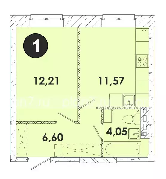 1-комнатная квартира: Дзержинск, микрорайон Современник, 25 (34.43 м) - Фото 1