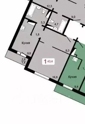1-к кв. Красноярский край, Красноярск Лесопарковая ул., 9 (39.0 м) - Фото 2