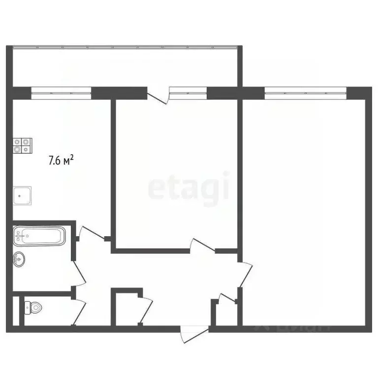 2-к кв. Архангельская область, Архангельск проезд Бадигина, 24 (49.6 ... - Фото 2