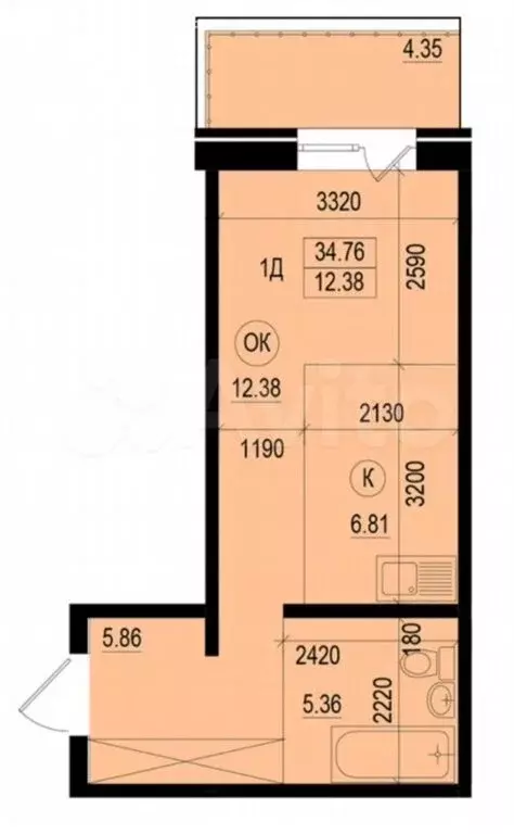 Квартира-студия: Иркутск, Гравийная улица, 22/3 (34 м) - Фото 0