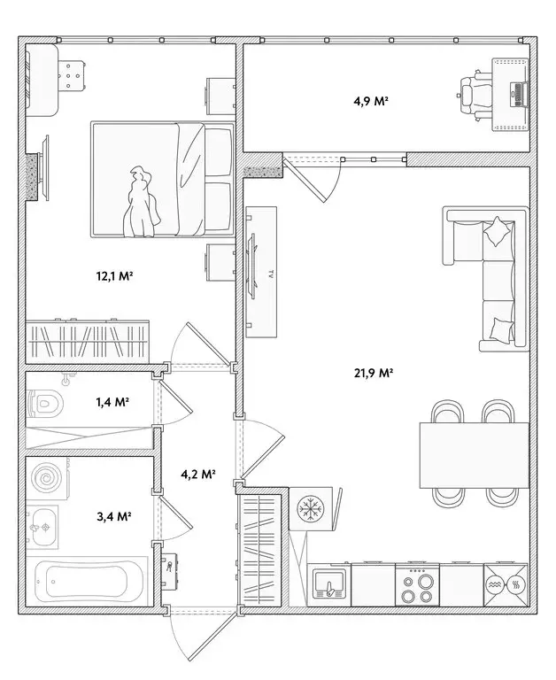 1-комнатная квартира: Орёл, Раздольная улица, 29 (43 м) - Фото 1