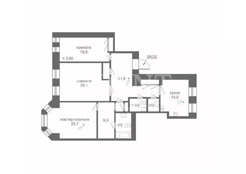 3-к кв. Москва ул. Арбат, 51С1 (133.0 м) - Фото 2