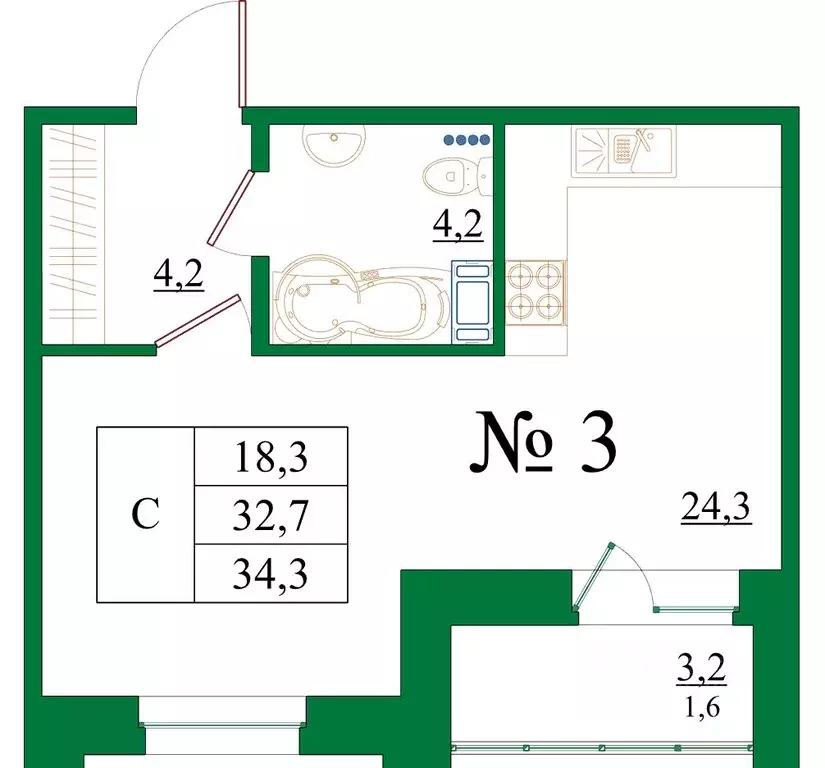 Студия Ленинградская область, Гатчина Красносельское ш., 4Ак1 (34.3 м) - Фото 1