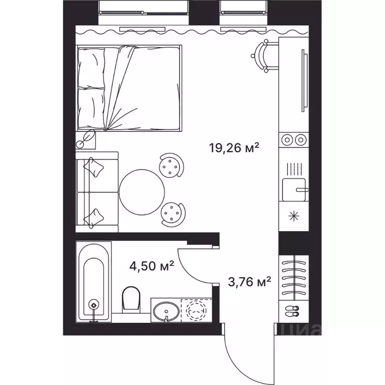 Студия Владимирская область, Киржач ул. Свердлова, 10А (27.5 м) - Фото 1