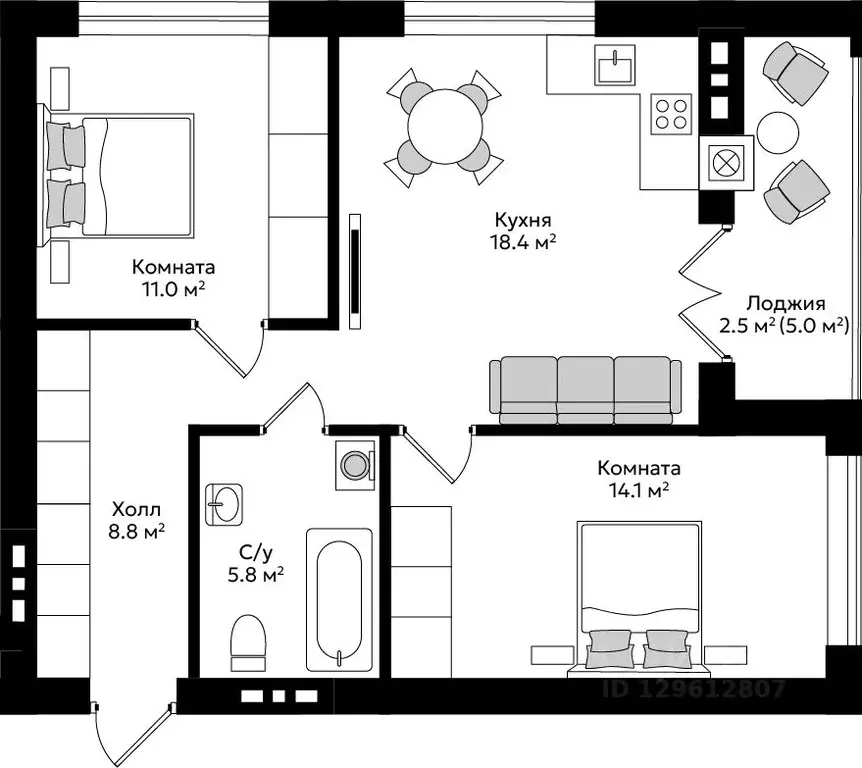 2-к кв. Калининградская область, Гурьевск Пражский жилой комплекс ... - Фото 1
