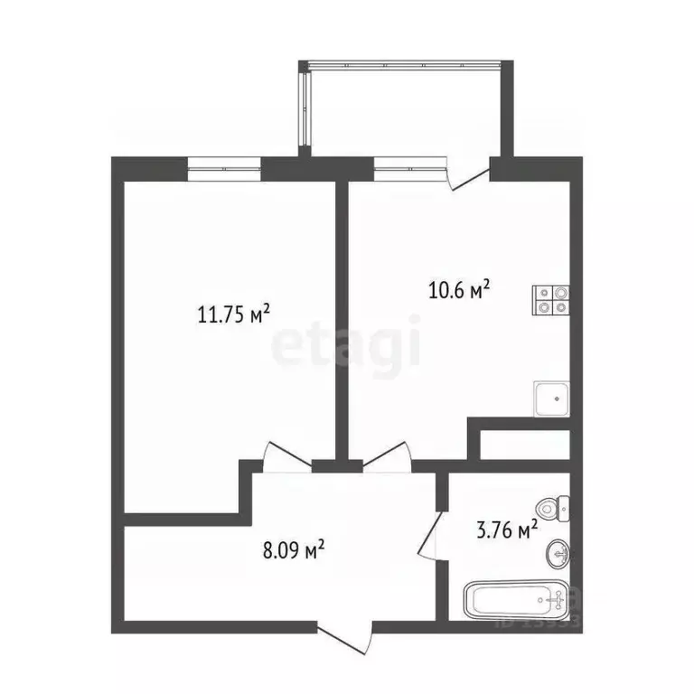 1-к кв. Тюменская область, Тюмень ул. Раушана Абдуллина, 2 (34.2 м) - Фото 1