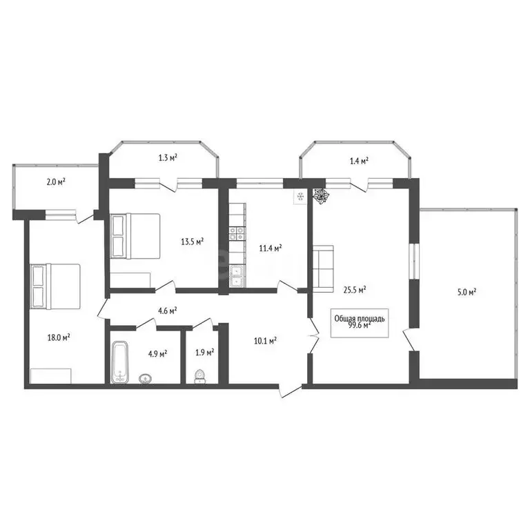 3-комнатная квартира: Новосибирск, Обская улица, 50/1 (117 м) - Фото 0