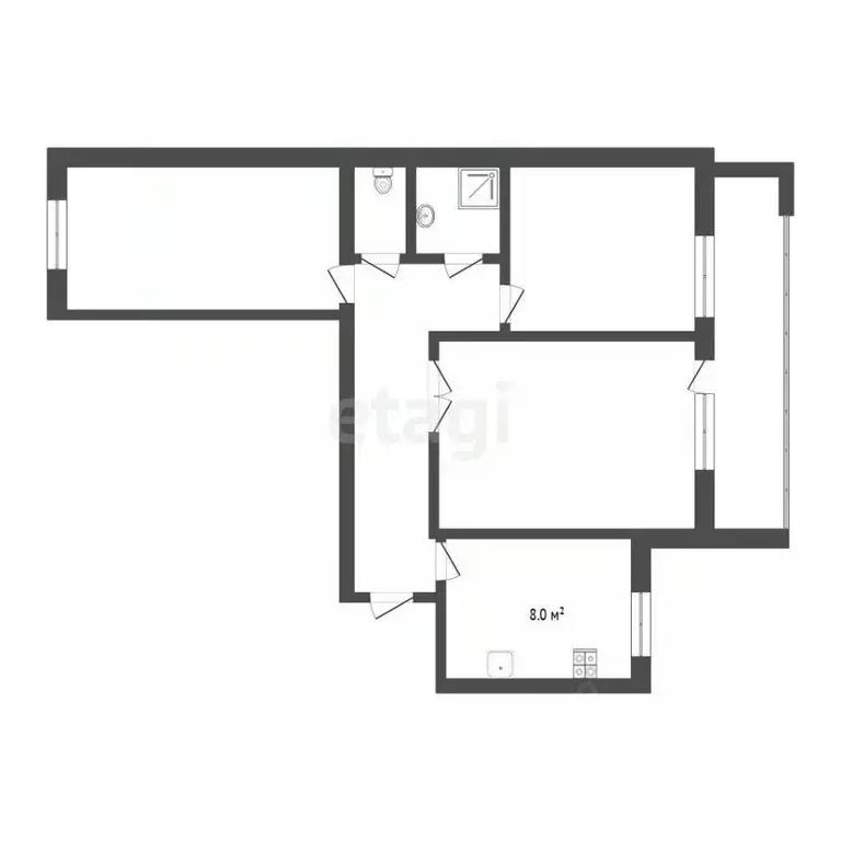3-к кв. Тюменская область, Тюмень Пролетарская ул., 116 (60.4 м) - Фото 2