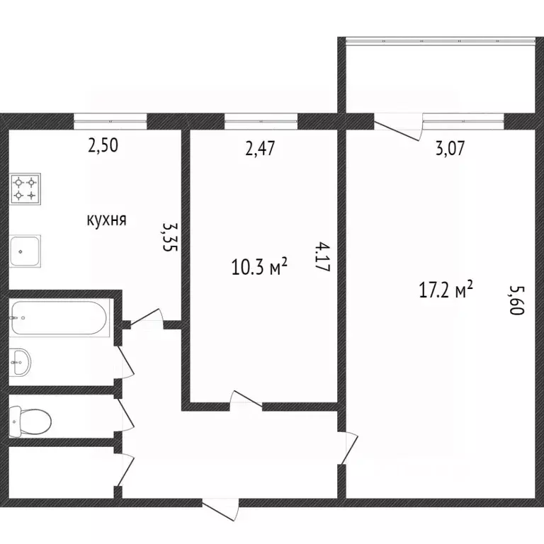 2-к кв. Белгородская область, Белгород ул. Конева, 3 (59.1 м) - Фото 2