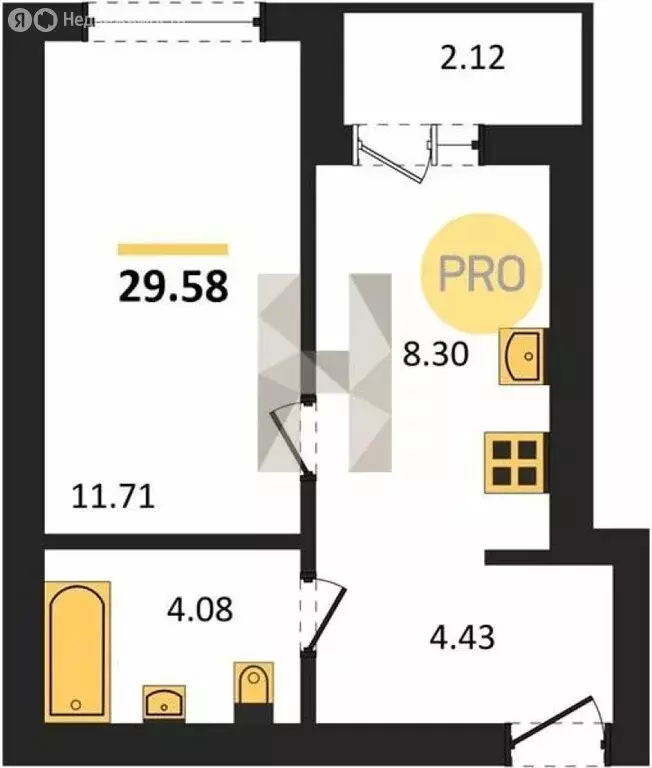 1-комнатная квартира: Пионерский, улица Гептнера, 19 (29.58 м) - Фото 0