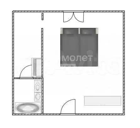 Квартира-студия, 29,3 м, 5/5 эт. - Фото 0