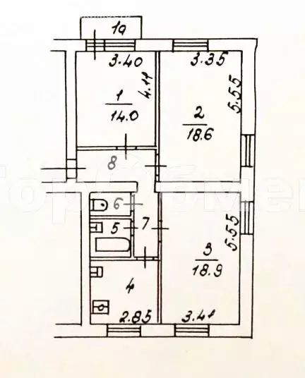 1к в 3-комнатной квартире (19 м) - Фото 1