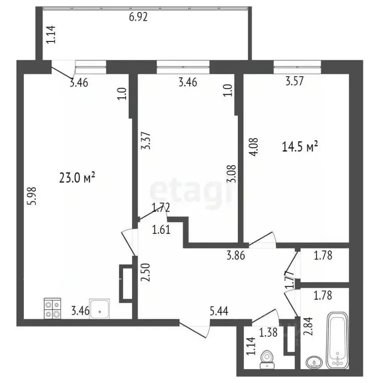 2-к кв. Тюменская область, Тюмень ДОК мкр, ул. Ботаническая, 1к1 (66.3 ... - Фото 2