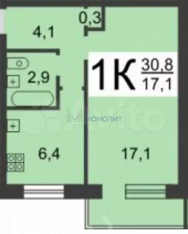 1-к. квартира, 32 м, 5/5 эт. - Фото 0
