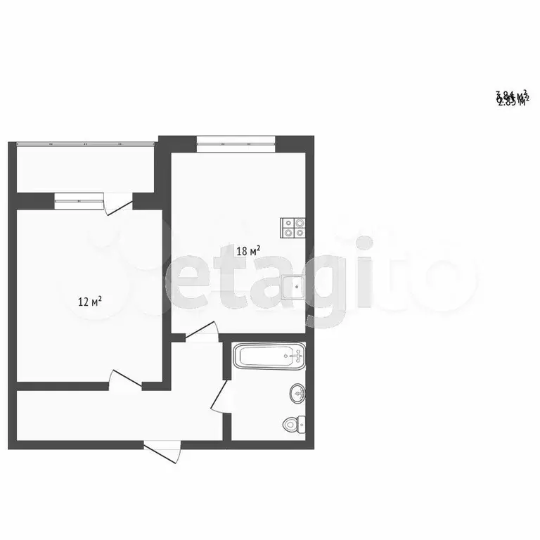 1-к. квартира, 40,6 м, 3/9 эт. - Фото 0