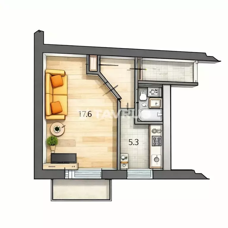 1-комнатная квартира: Симферополь, Ростовская улица, 21 (29.5 м) - Фото 1