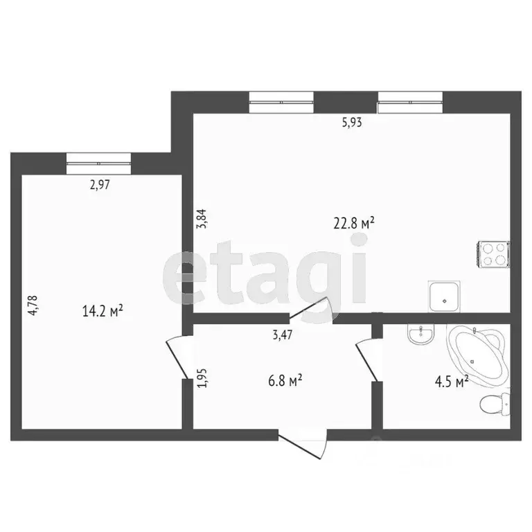 1-к кв. Тюменская область, Тюмень ул. Газопромысловая, 6 (48.9 м) - Фото 0