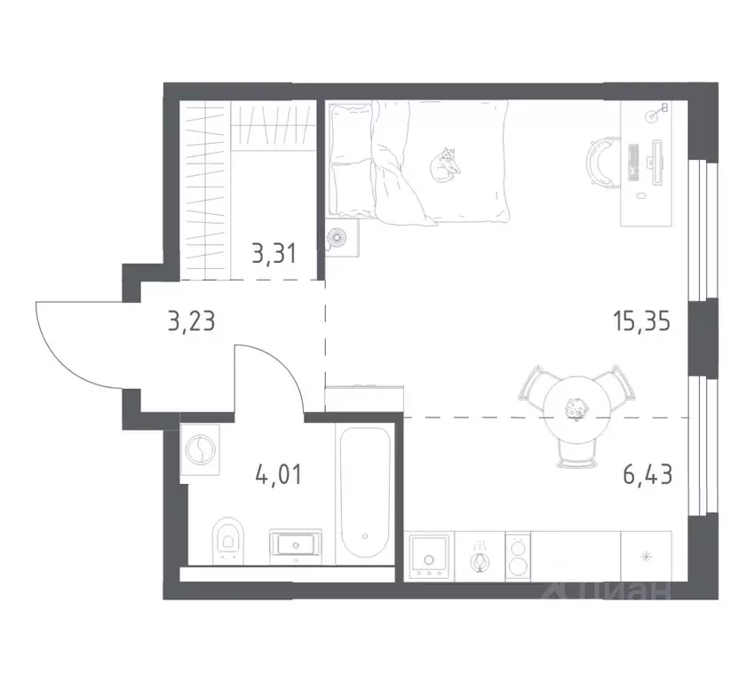 1-к кв. Башкортостан, Уфа ул. Минигали Губайдуллина, 8к9 (32.33 м) - Фото 1