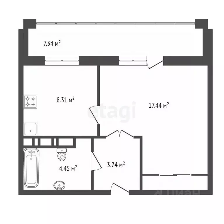 1-к кв. Красноярский край, Красноярск ул. Петра Подзолкова, 6 (34.0 м) - Фото 2