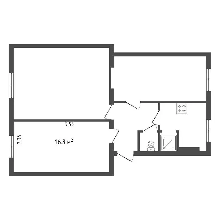1к в 3-комнатной квартире (17 м) - Фото 1