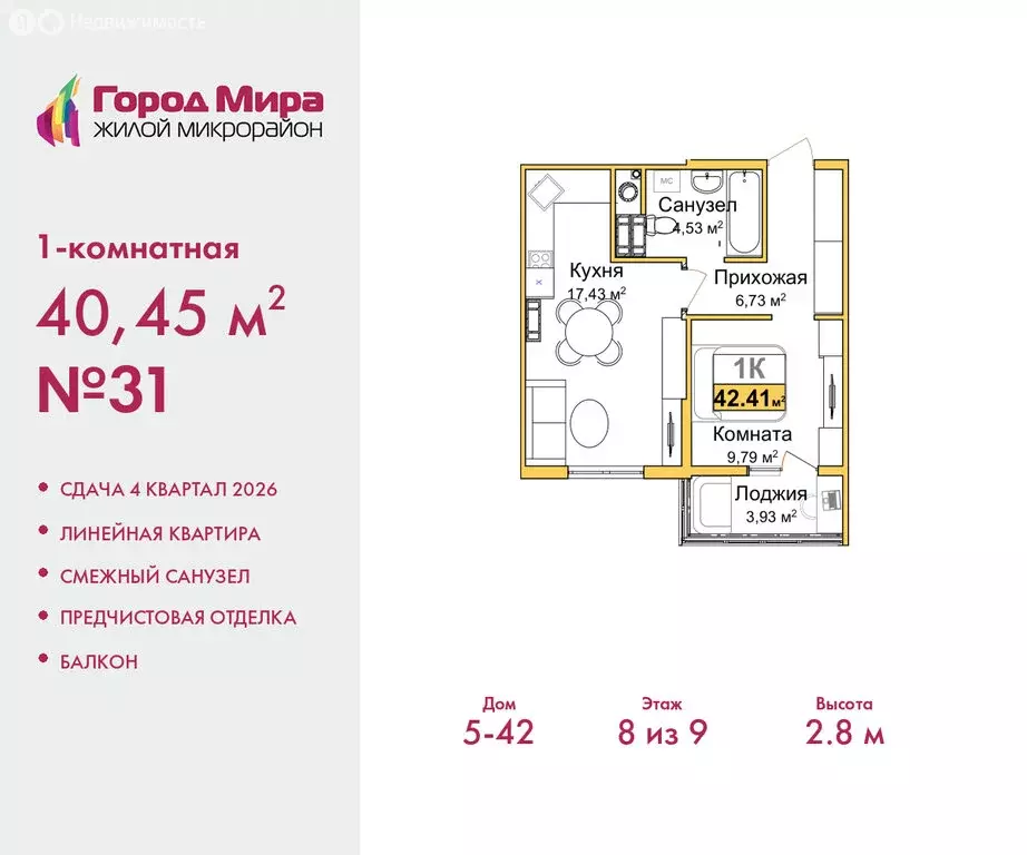 1-комнатная квартира: Симферополь, Центральный район (40.45 м) - Фото 0