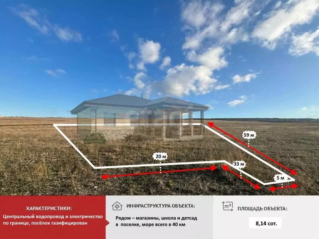 Участок в Крым, Симферопольский район, с. Чистенькое  (8.14 сот.) - Фото 1
