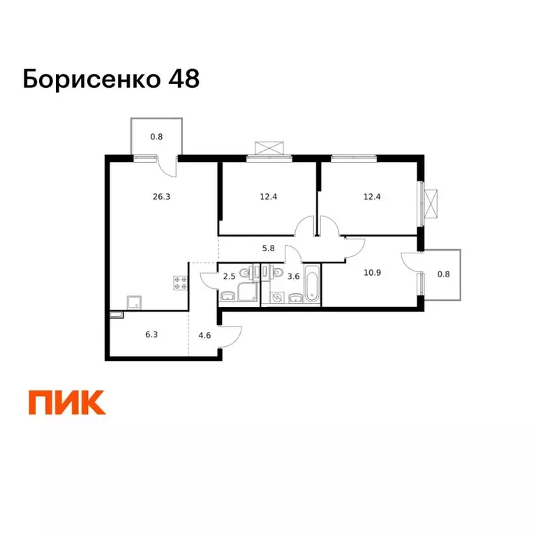 3-к кв. Приморский край, Владивосток ул. Борисенко, 48к1 (86.4 м) - Фото 1