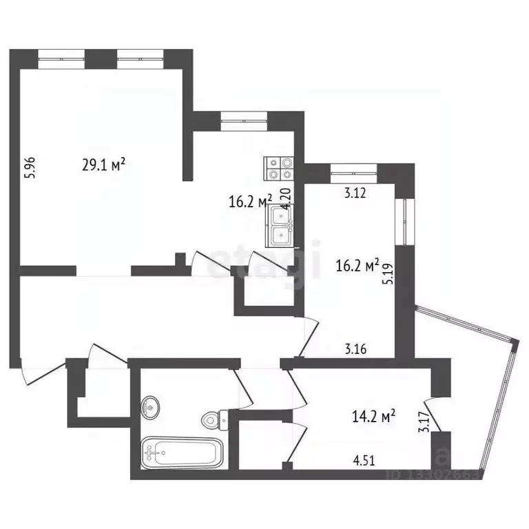 3-к кв. Ханты-Мансийский АО, Сургут просп. Ленина, 23 (107.4 м) - Фото 1