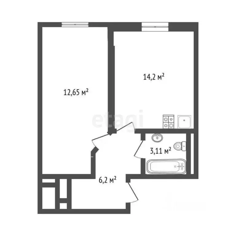 1-к кв. Тюменская область, Тюменский муниципальный округ, д. Патрушева ... - Фото 2