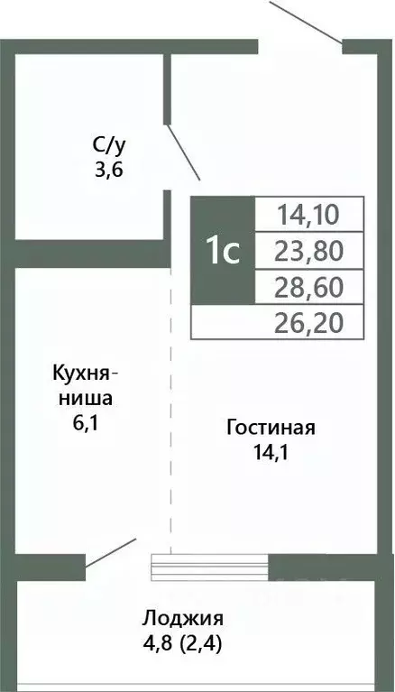 1-к кв. Кемеровская область, Кемерово 64-й мкр, Лучи жилой комплекс ... - Фото 1