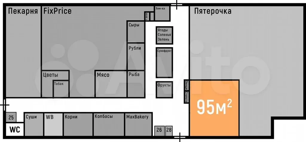 Помещение, 95 м в ТЦ на Трафике - Фото 0
