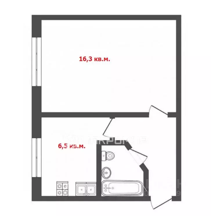 1-к кв. Ханты-Мансийский АО, Сургут Нагорная ул., 11 (29.4 м) - Фото 2