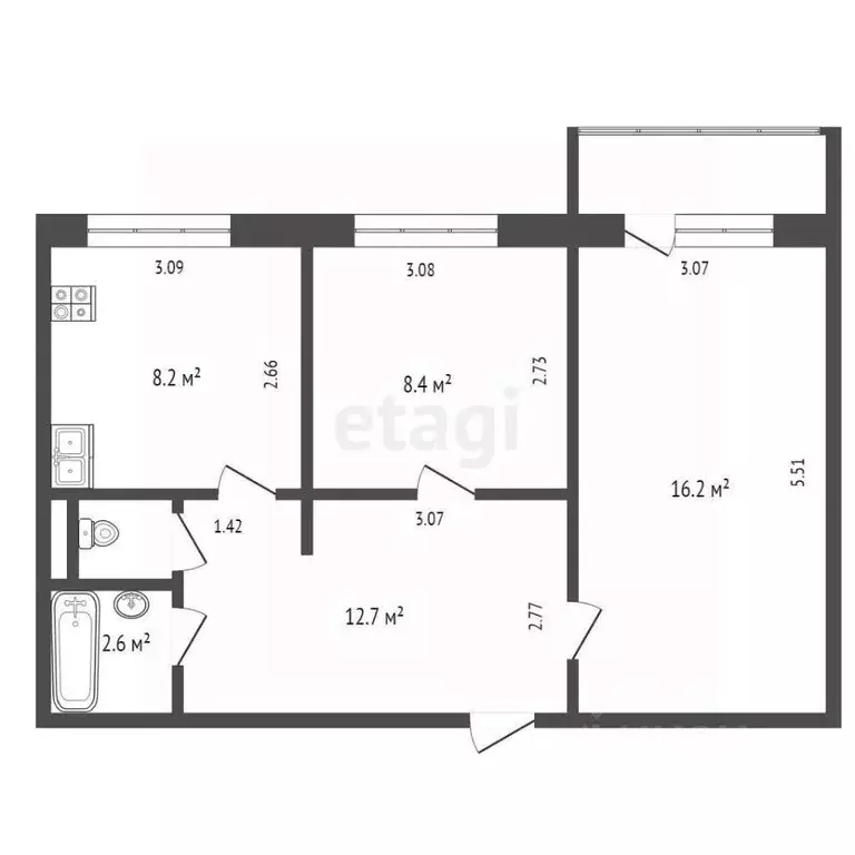 2-к кв. Ямало-Ненецкий АО, Новый Уренгой Лимбяяха мкр, Приозерный мкр, ... - Фото 1