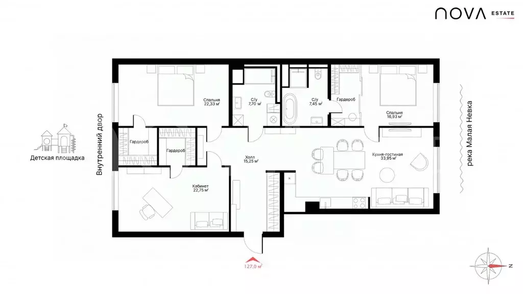 3-к кв. Санкт-Петербург проезд Петровская коса, 1к2 (127.0 м) - Фото 2
