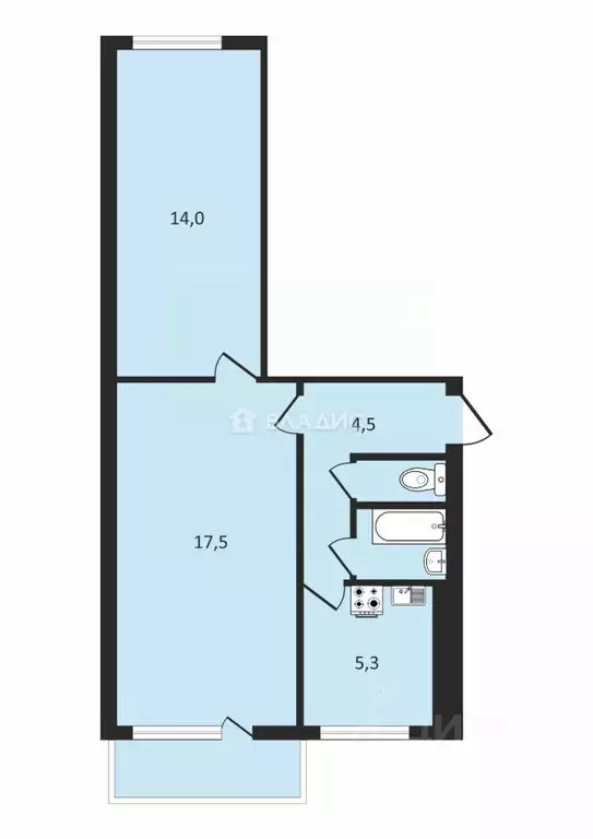 2-к кв. Ленинградская область, Гатчинский муниципальный округ, Вырица ... - Фото 2
