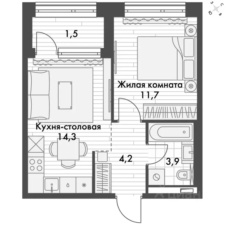 1-к кв. Приморский край, Владивосток ул. Крылова, 10 (35.6 м) - Фото 0