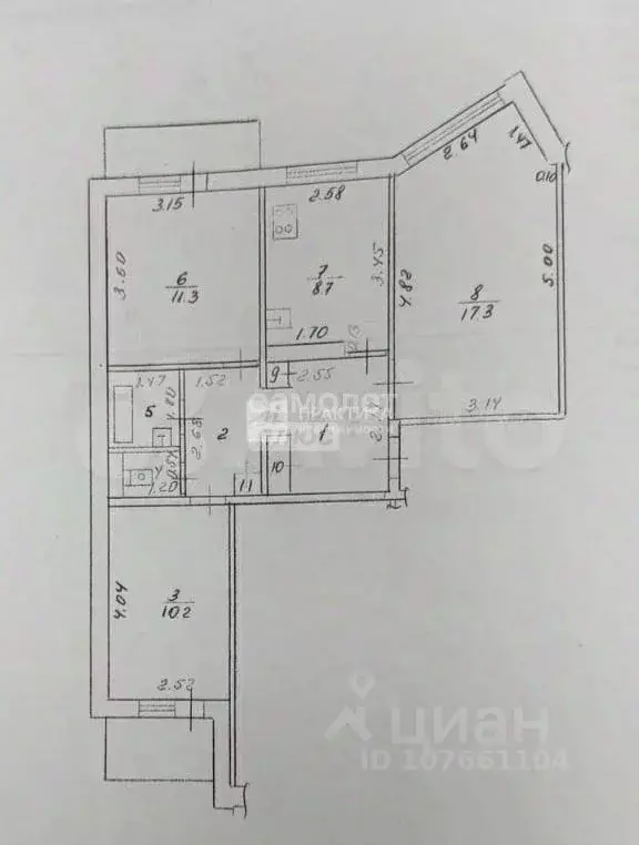 3-к кв. Липецкая область, Липецк ул. П.А. Папина, 31А (63.1 м) - Фото 2
