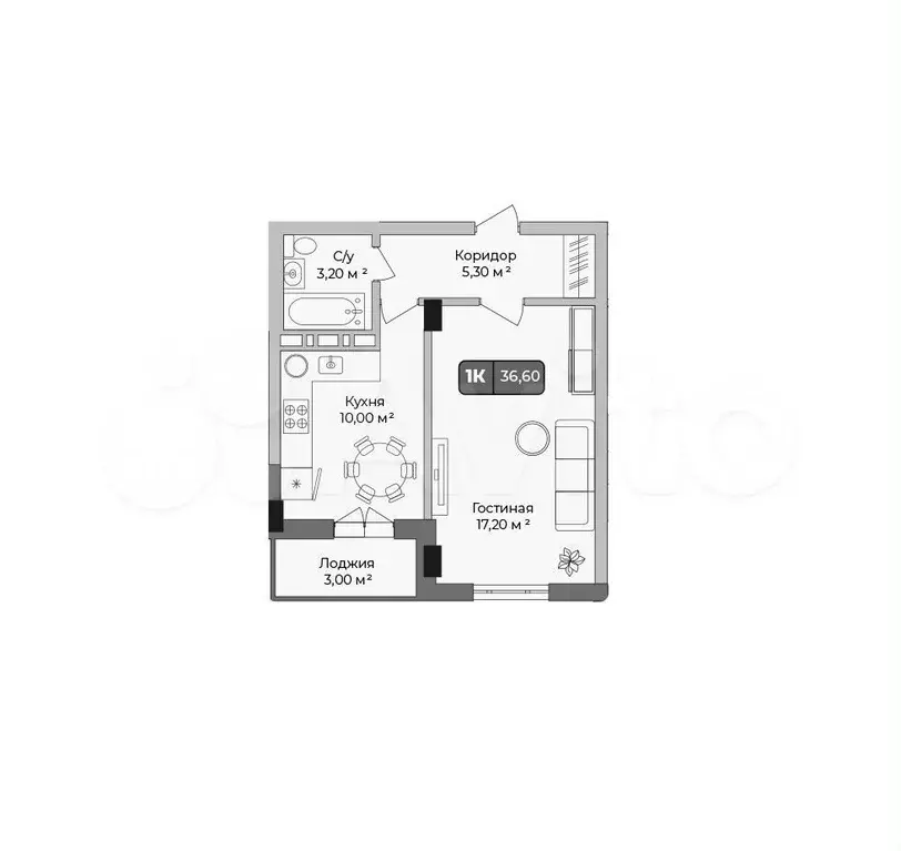1-к. квартира, 36,6 м, 9/9 эт. - Фото 1