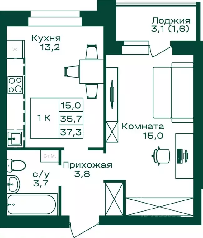 1-к кв. Алтай, Майминский район, с. Майма  (37.3 м) - Фото 0