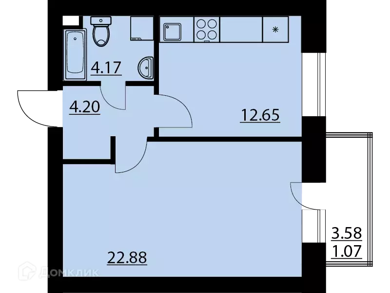 Продаётся квартира-студия, 45.07 м - Фото 0