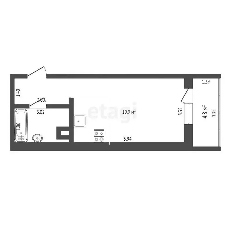 Квартира-студия: Тюмень, улица Газовиков, 73 (29.3 м) - Фото 0
