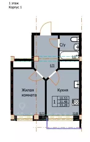 1-к кв. Ставропольский край, Ессентуки  (33.28 м) - Фото 0