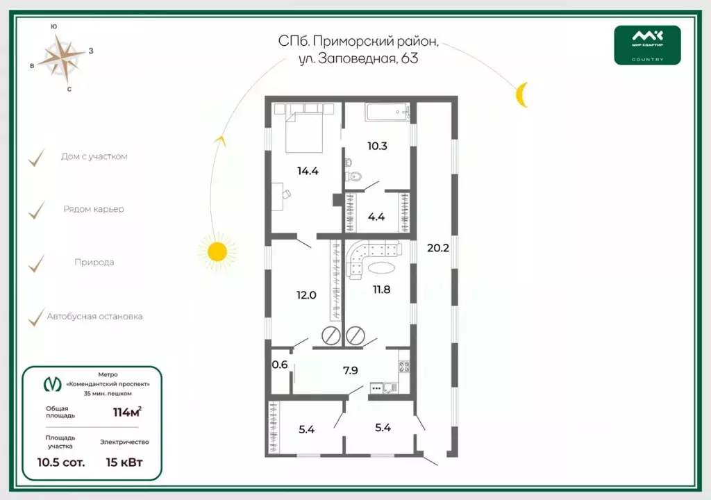 Дом в Санкт-Петербург Заповедная ул., 63к12 (114 м) - Фото 2