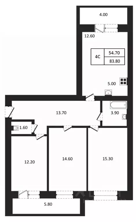 4-к кв. Новосибирская область, Новосибирск  (83.8 м) - Фото 1