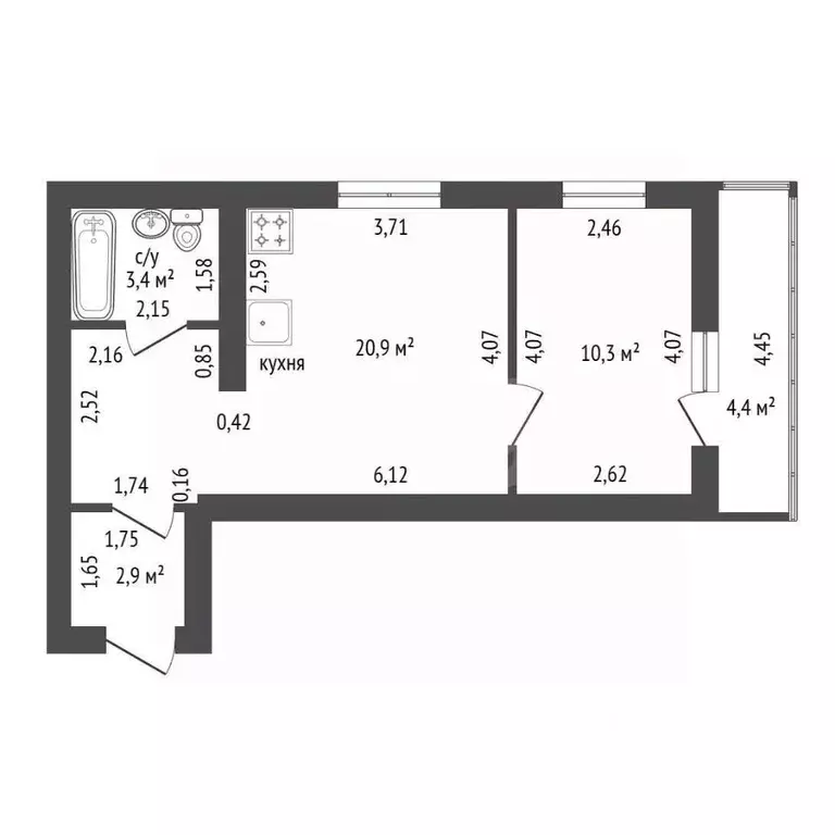 2-к кв. Башкортостан, Уфа ул. Рихарда Зорге, 13/1 (37.5 м) - Фото 2