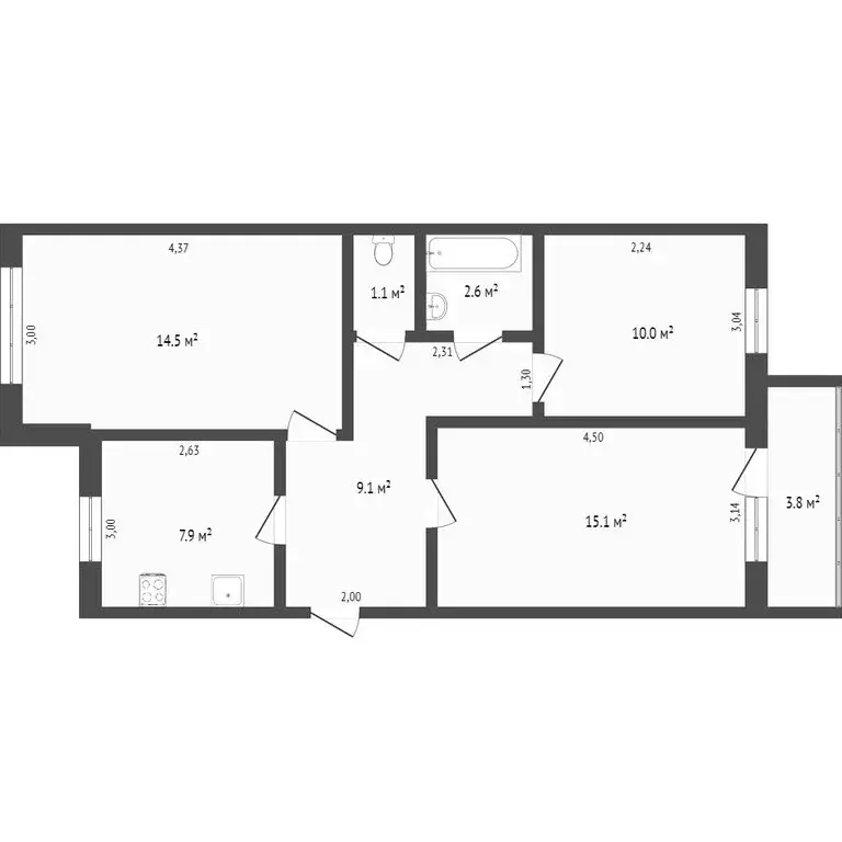 3-комнатная квартира: Ишим, улица Карла Маркса, 24 (60.3 м) - Фото 0