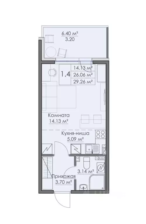 Свободной планировки кв. Ленинградская область, Выборг наб. Адмирала ... - Фото 1