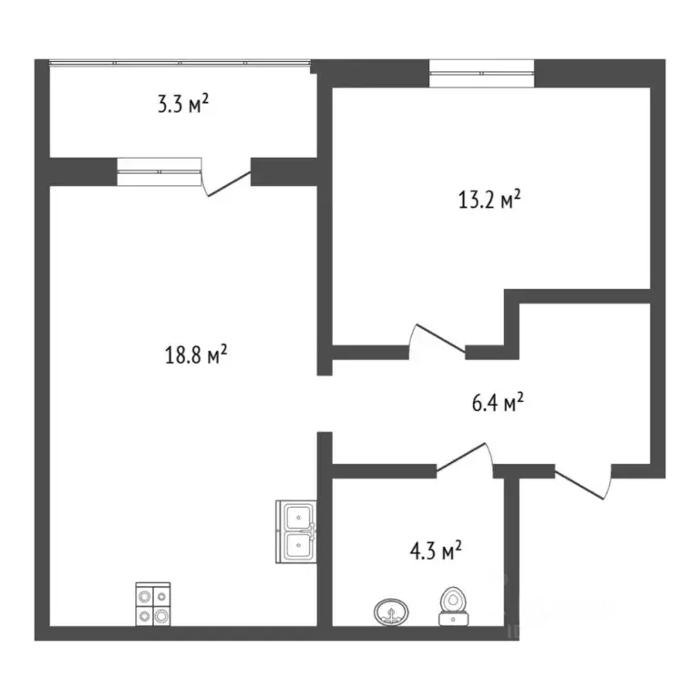 1-к кв. Тюменская область, Тюмень ул. Игоря Комиссарова, 28 (43.0 м) - Фото 2