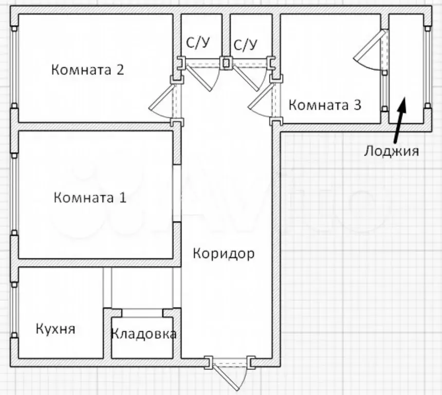 3-к. квартира, 68,4 м, 4/5 эт. - Фото 0